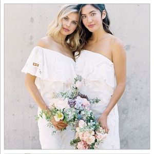 White floral one shoulder dress